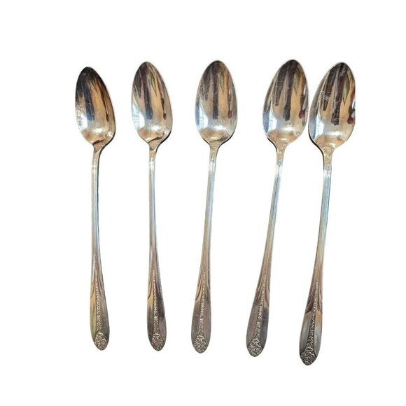 National Silver Co Princess Royal Iced tea spoons silver-plate 1930  7 inch  set - Picture 4 of 10
